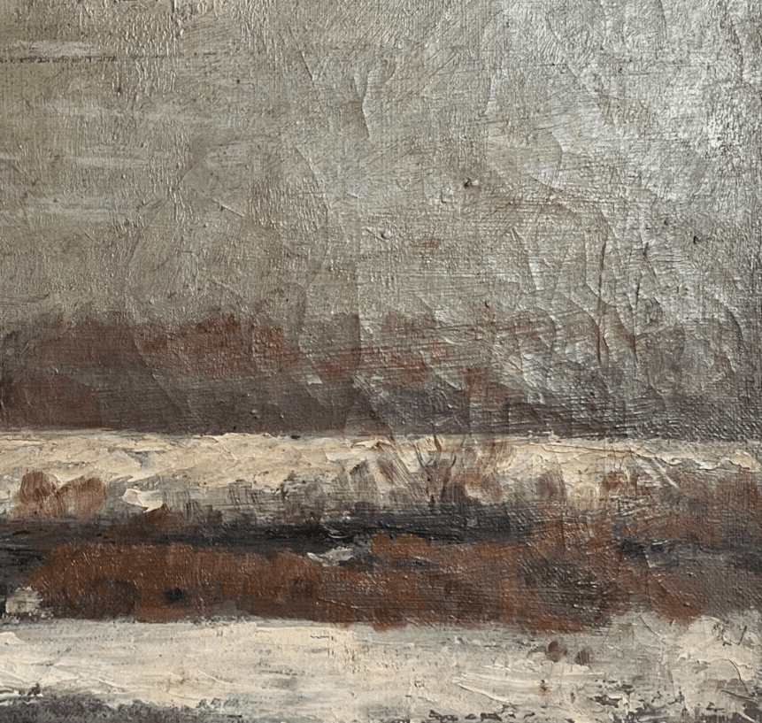 Antique Original Painting Seaview, Seaside, Sea, Nature, Winter 19th century image 3