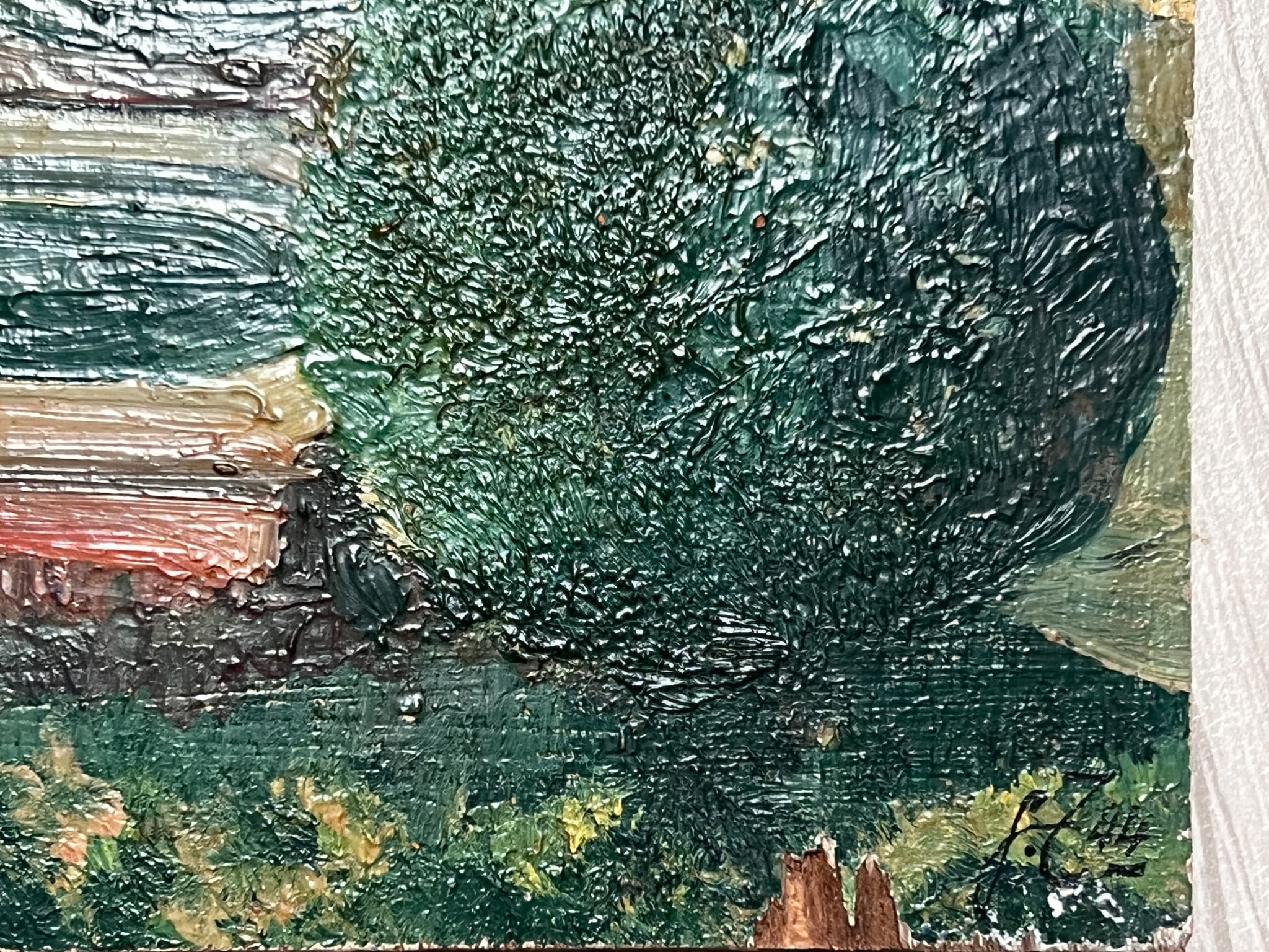 Painting House Garden Fountain Landscape image 2