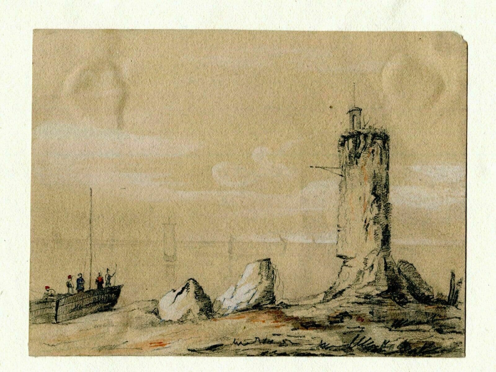 Drawing Lighthouse, Boat with Sailors image 2