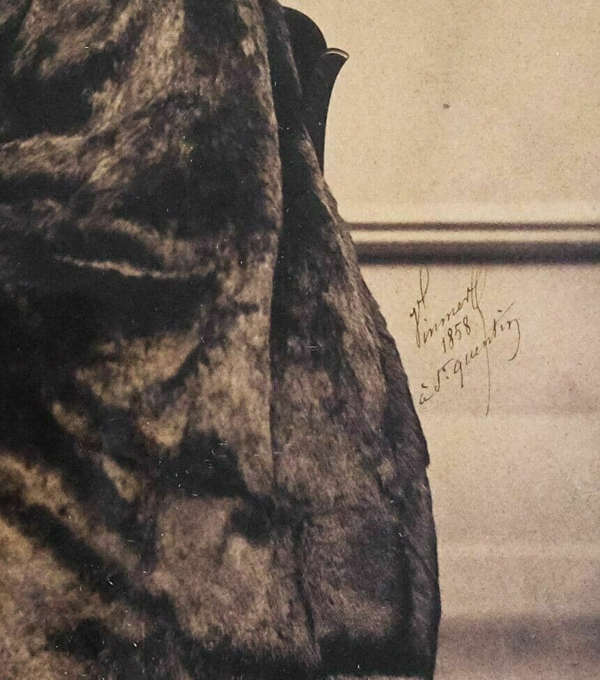 Vintage Albumen Alexis VINMER - St Quentin, Lady Portrait with Fur Coat 1858 image 4
