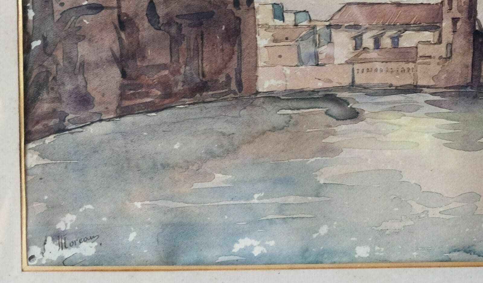 Antique Original Painting, Boat, Cityview, Port, Maritime, Seascape image 2