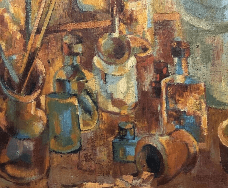 Antique Original Painting Still Life, Drinks, Artist, Working life image 5