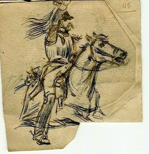 Drawing Military Horse Rider with Napoleon Uniform image 1