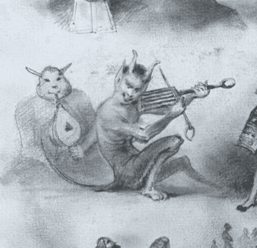 Antique Original Drawing 19th century Augustin ROGER People, Portrait, Demons image 3