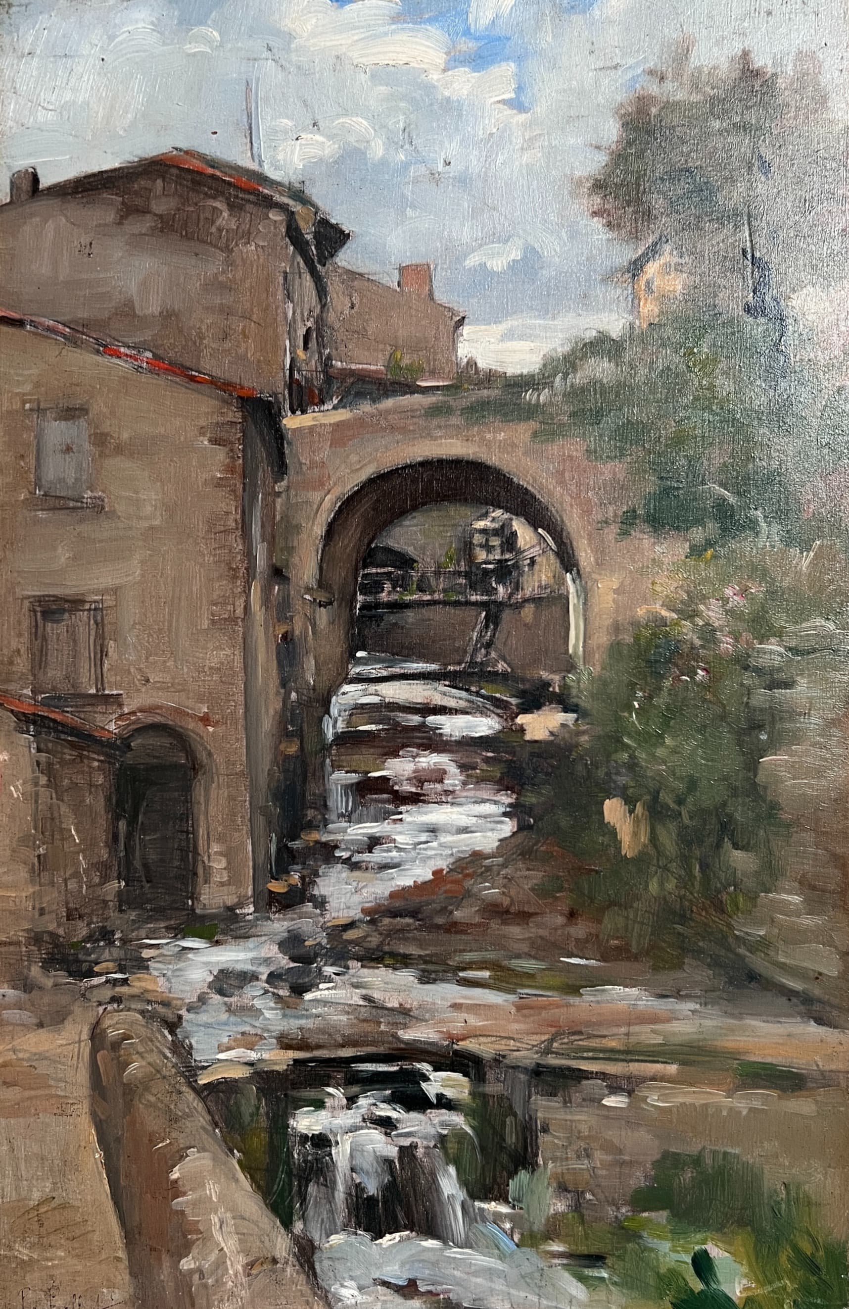 Painting by Pierre PELTIER (1900-1988) Village Landscape image 1