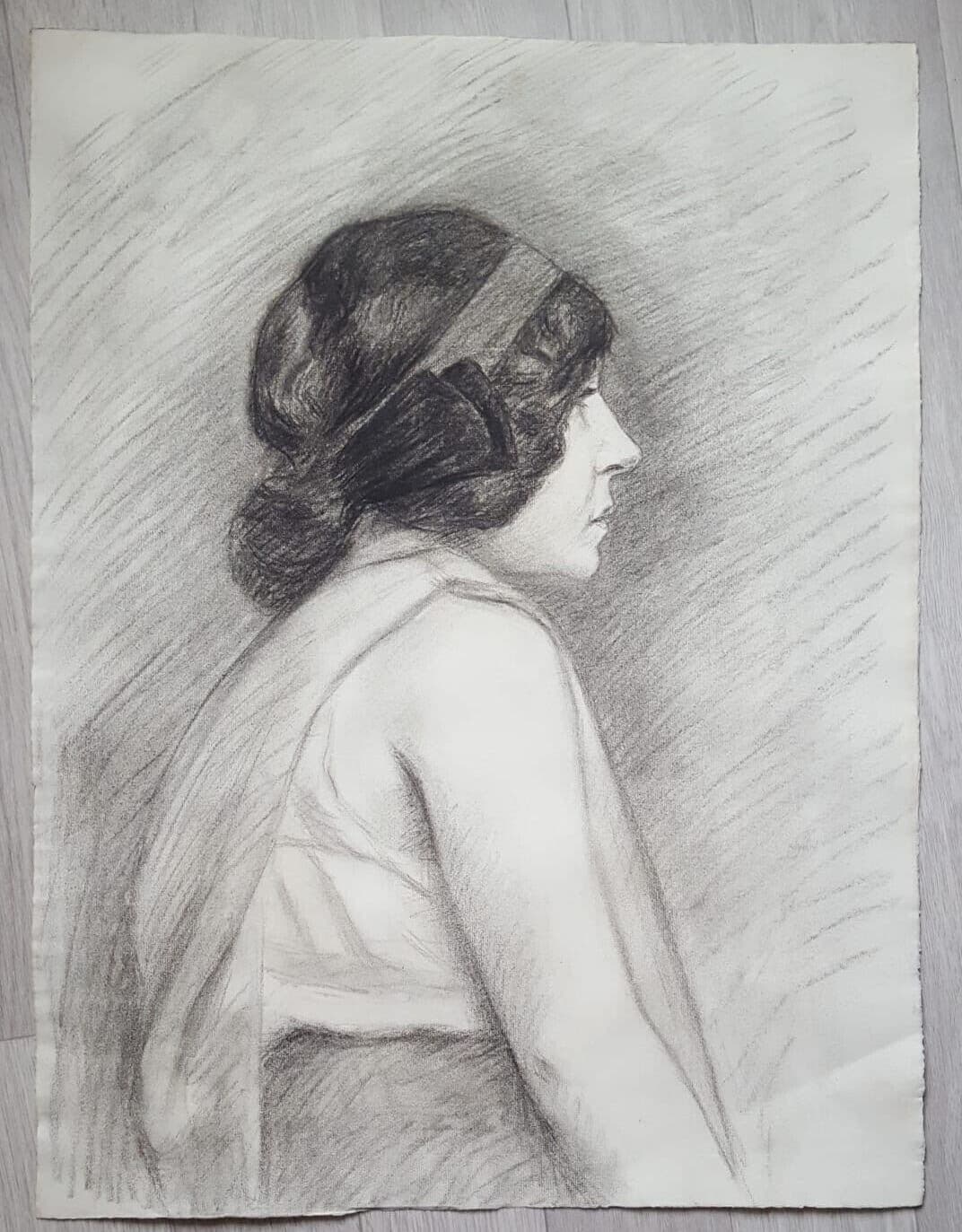 Drawing Woman Portrait with Headband c. 1910 image 2