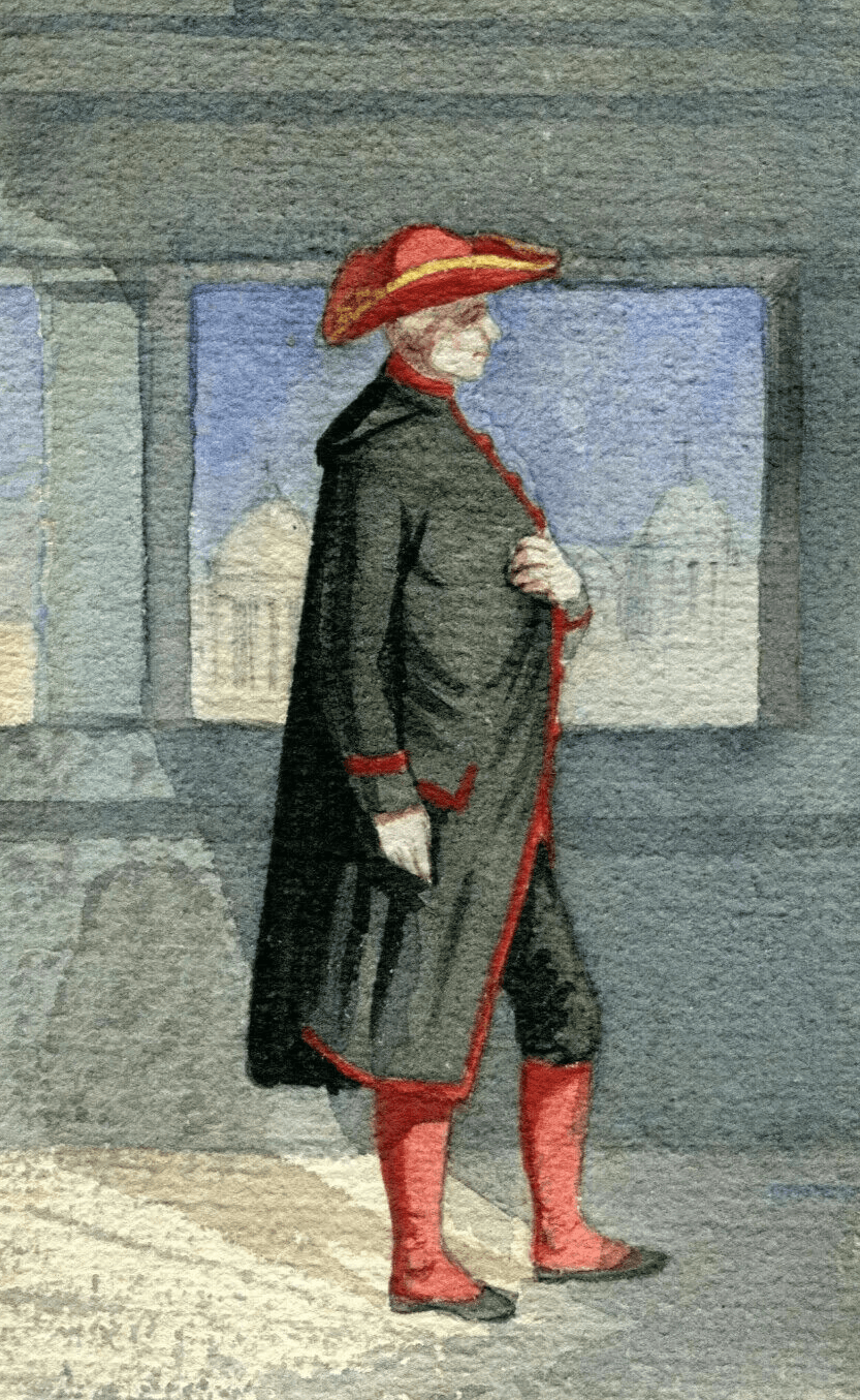 Antique Drawing Original Costume, Man, Italy, Religious, Church image 1