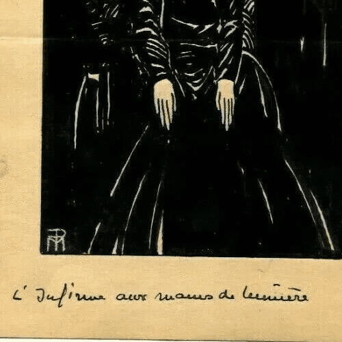 Vintage Drawing by PICARD (MARCELLE) - Infirme aux Mains de Lumière 1923 Rostan image 4