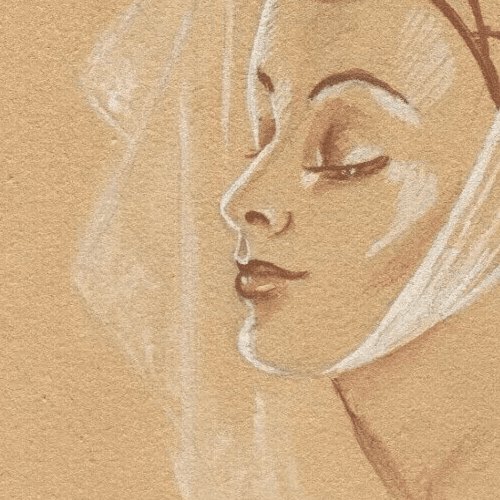 Vintage Red Chalk Original Drawing Woman Portrait, Faces, Princess, Figure image 2