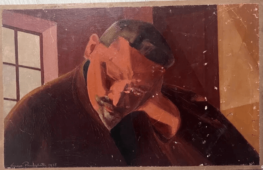 Antique Original Painting Red Man Portrait Sleeping image 4