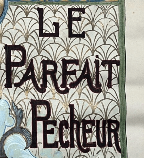 Antique Original Drawing le Parfait Pecheur, Design, Decoration, Perfum, Fishes image 2