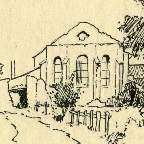 Vintage Ink Drawing signed House Landscape Champreux, Lorraine 1917 image 2
