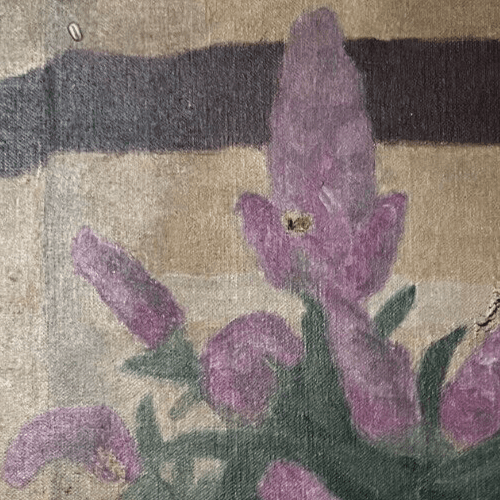 Antique Original Painting Purple Flowers Bouquet signed 1938 Floral image 3