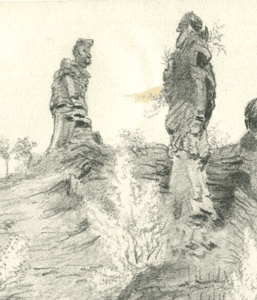 Antique Original Drawing Sketch, Rocks near the Pont de Salineres near Anderze? image 2