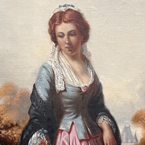 Antique Painting Original Portrait, Woman, Farmer 19th century Durand-Ruel image 2