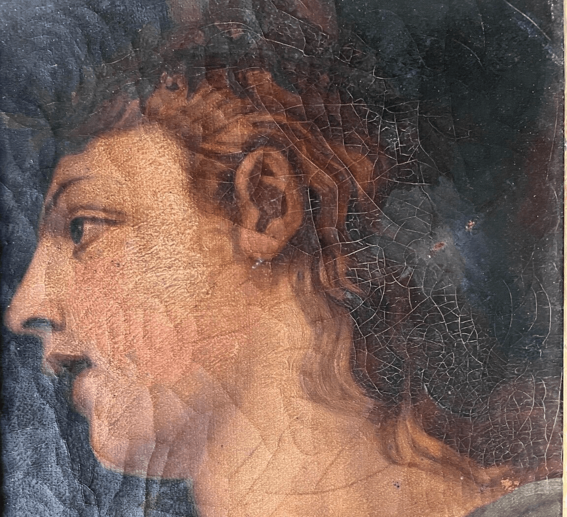 Antique Painting Original Woman, Portrait, Neoclassical Art, Allegory 18th image 4