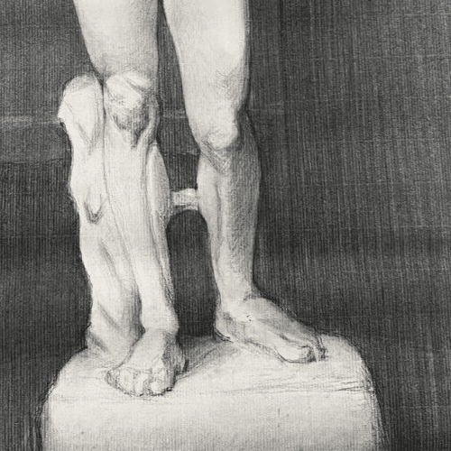 Antique Original Drawing Man, Portrait, Academic, Nude, Stick image 5