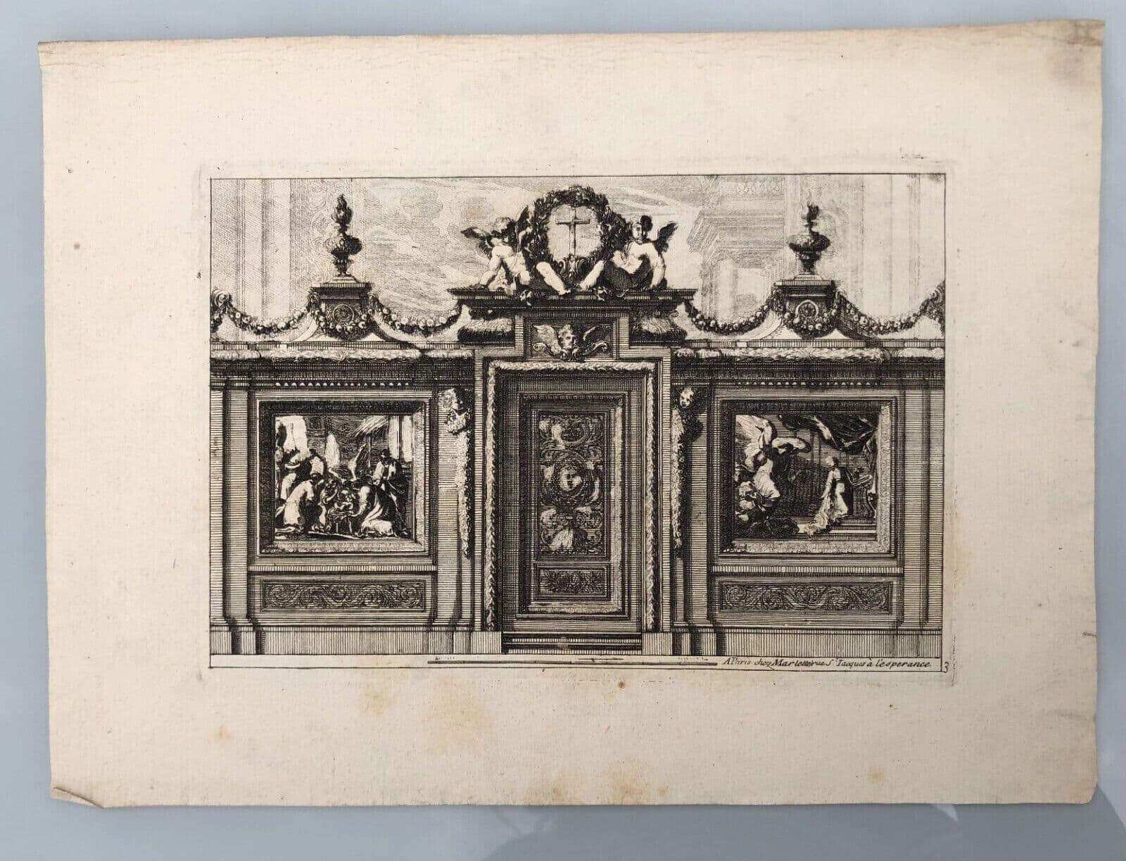 Antique Original Pierre Jean MARIETTE (1694-1774) Doors Fire Places x7 Etching image 7