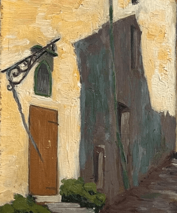 Antique Painting Original Cityview, Houses signed image 5