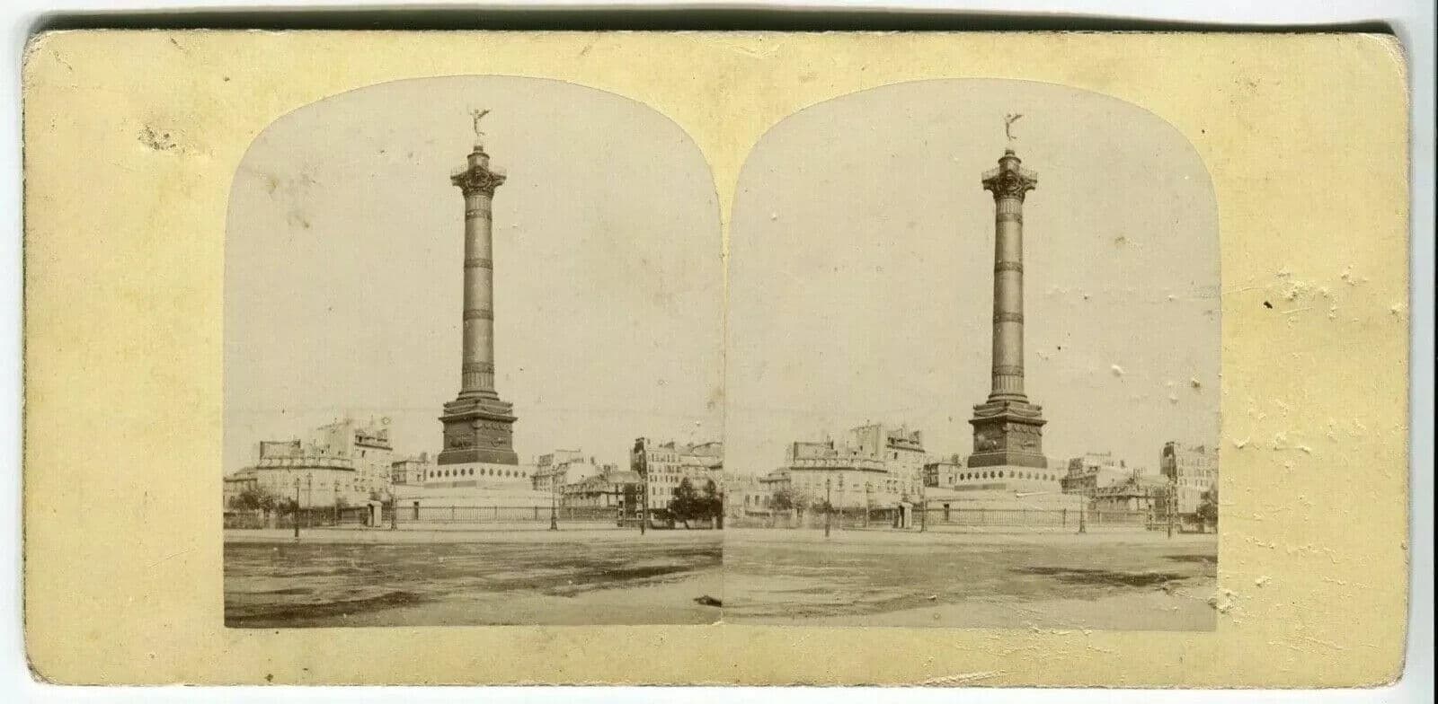 Vintage Stereoview - July Colonne, Place Bastille Paris Albumen c. 1860 image 6