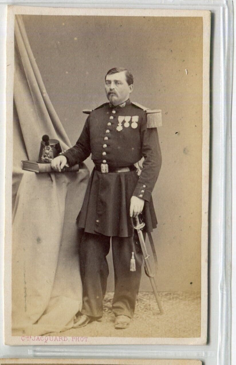 Antique CDV Photographs Military Man Portrait Jaquard Henniburger 1866 image 2