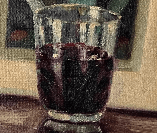 Antique Original Painting Coffee Still Life image 3