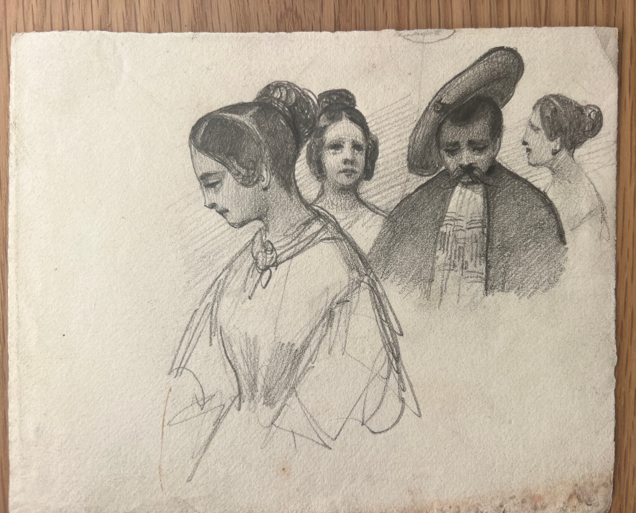 Women and Men Portraits 19th century Drawing image 2
