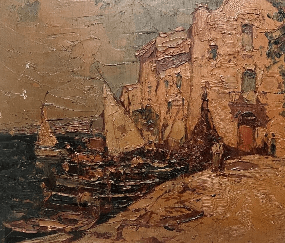 Vintage Painting Merio AMEGLIO (1897-1970) Maritime Landscape, Seascape image 2