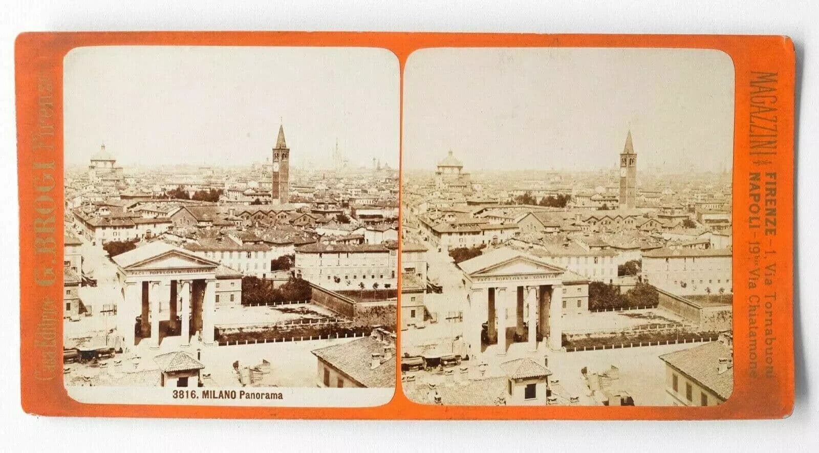 Vintage Stereoview Photograph G.BROGI - Milano Panorama, Italy c. 1880 image 1