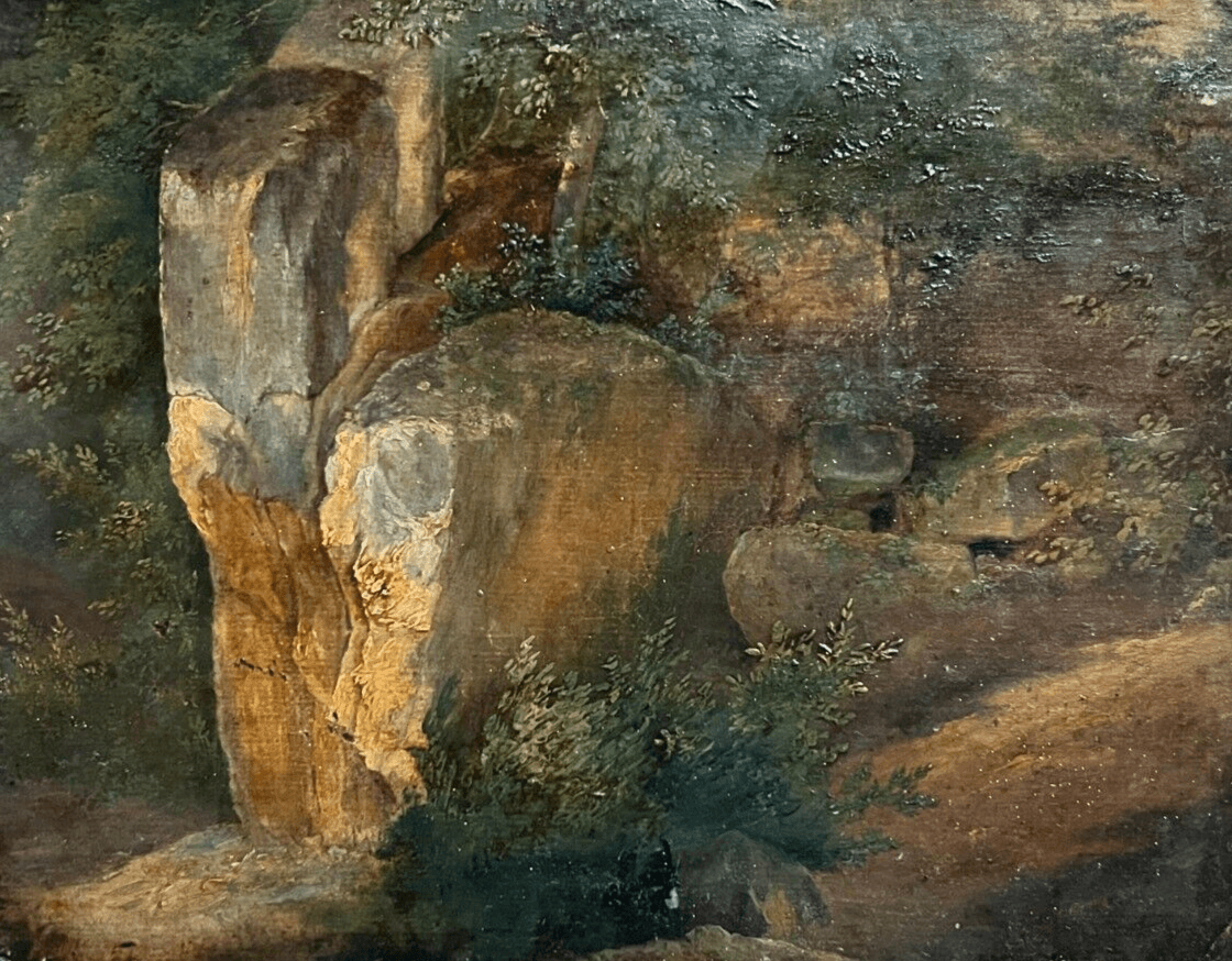 Antique Original Painting Landscape, Rocks, Fontainebleau Rousseau 19th Barbizon image 1