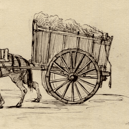 Antique Drawing Original People with Plow, Working Life, People, Horse image 6