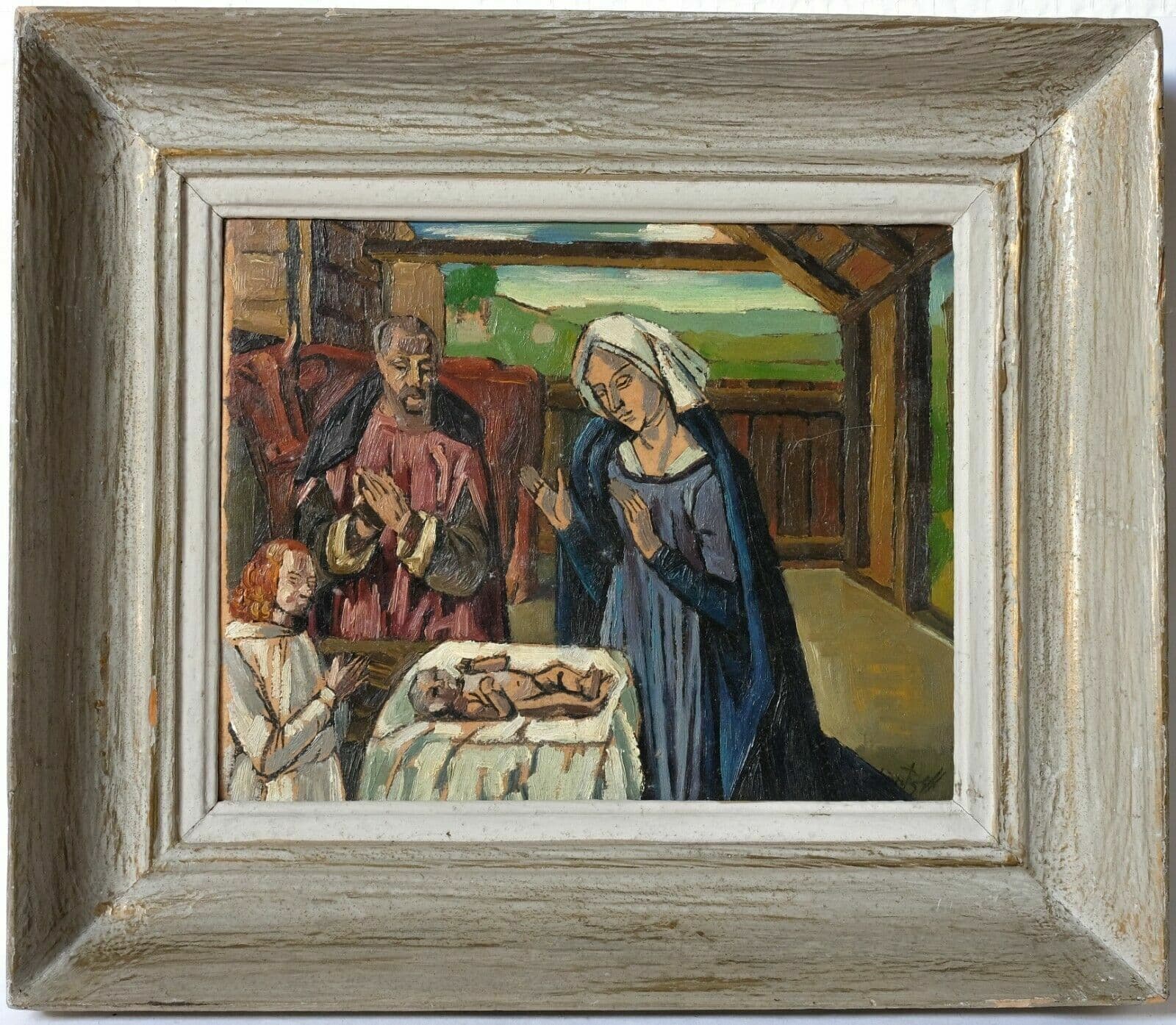 Emil MAETZEL (1877-1955) Virgin, Apostle and Jesus Painting image 3