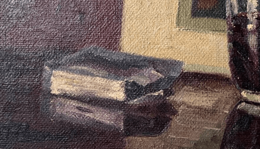 Antique Original Painting Coffee Still Life image 2