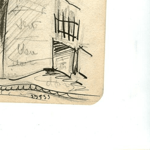 Vintage Ink Original Drawing Cityviews, Buildings, Houses c. 1930 image 5