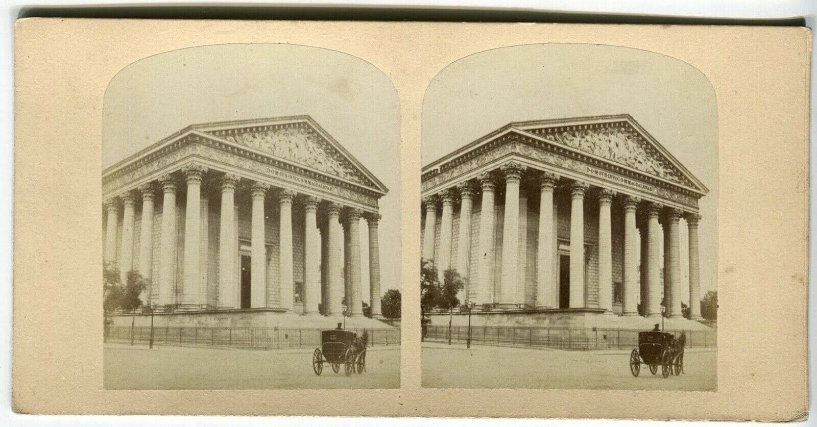 VIntage Stereoview Photograph La Madeleine Paris - Lecocq-Frêné - Albumen 1860