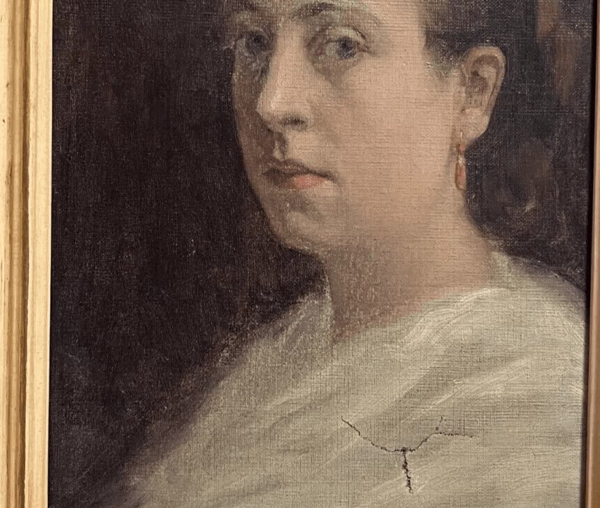 Antique Original Painting signed Nestor VARVERIS (1867-1954) Woman Portrait image 3