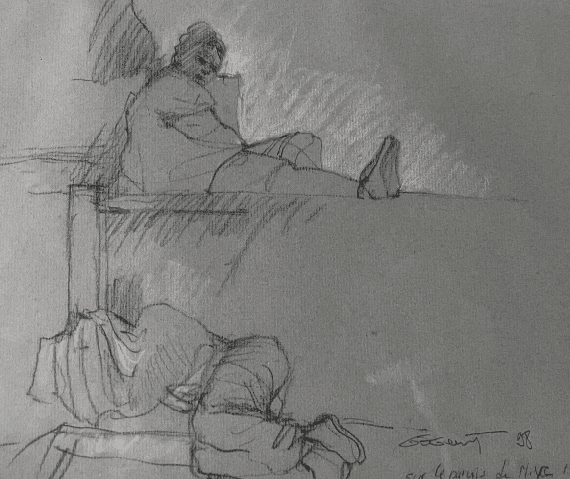 Contemporary Drawing Original New-York, People, Men signed 98 image 1