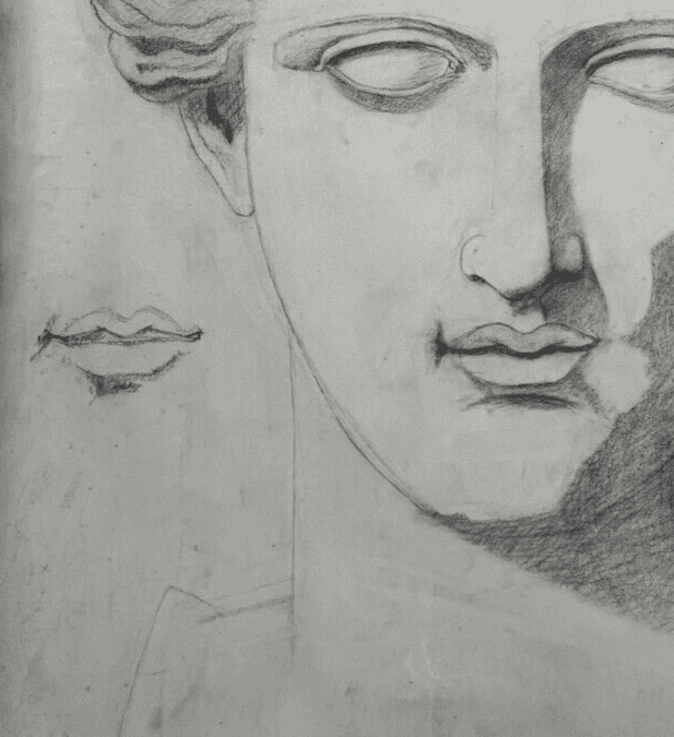 Antique Original Drawing Man, Portrait, Sculpture, Profil image 3