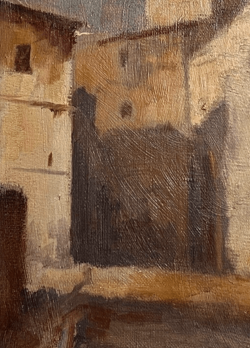 Antique Painting Original Landscape, Cityview Roland BASQUIN (XX) image 3