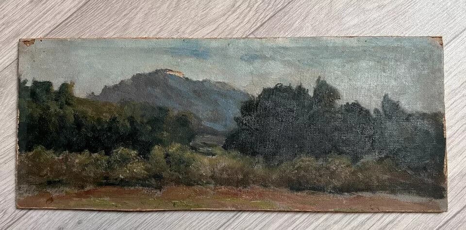 Antique Old Painting Mountain Landscape by Jean-Baptiste Galley (1847-1932) image 4