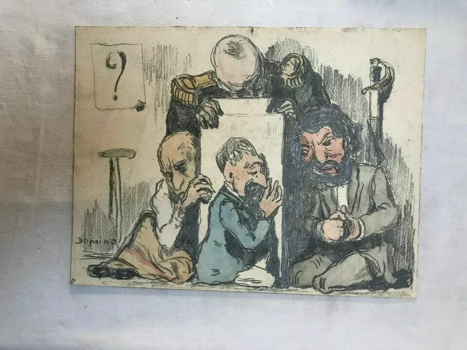 Vintage Drawing Original Pencil Caricature Men Portraits image 3
