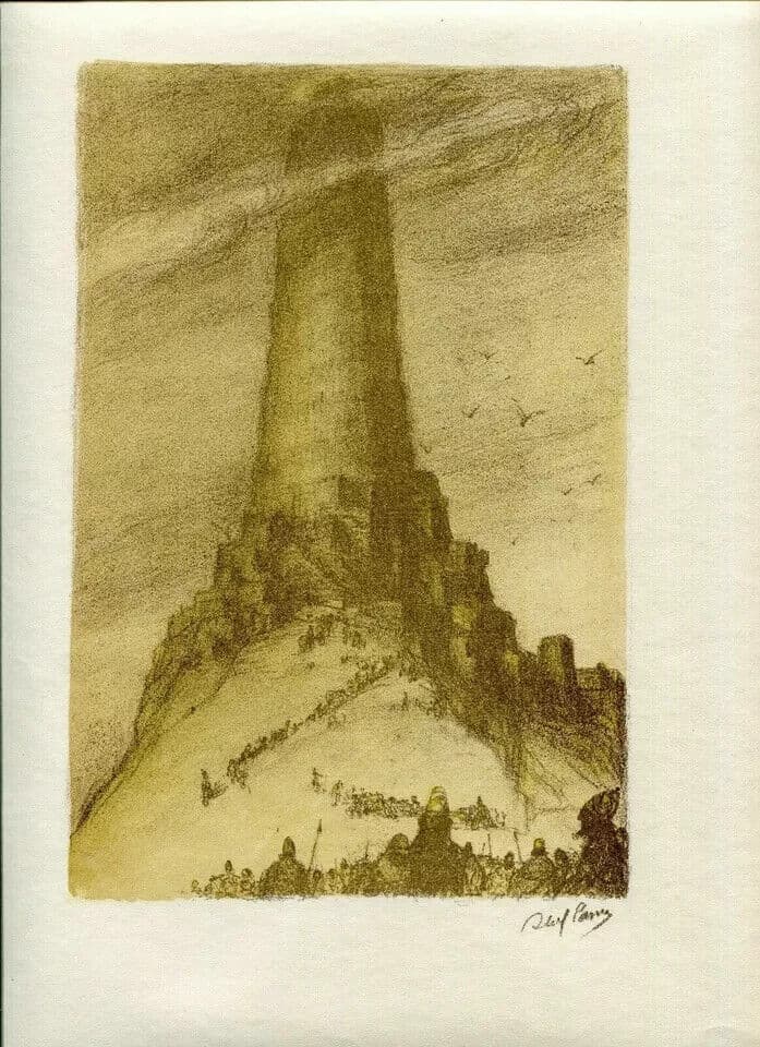 Vintage Lithography Abel Pfeffermann PANN (1883-1963) Bible, Tower of Babel image 3