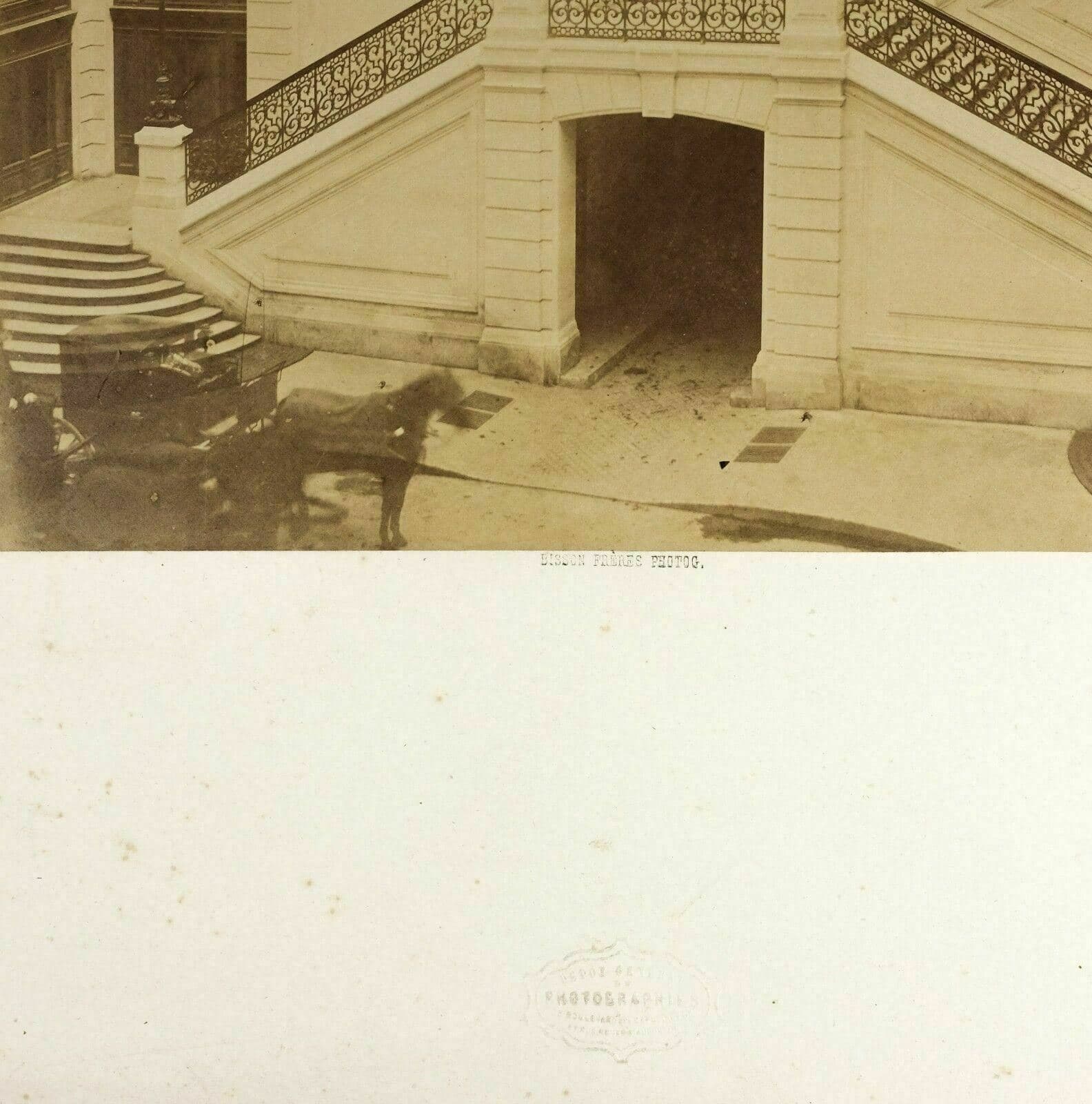 Salted Paper BISSON FRÈRES Courtyard Parisian Building c 1858 image 3