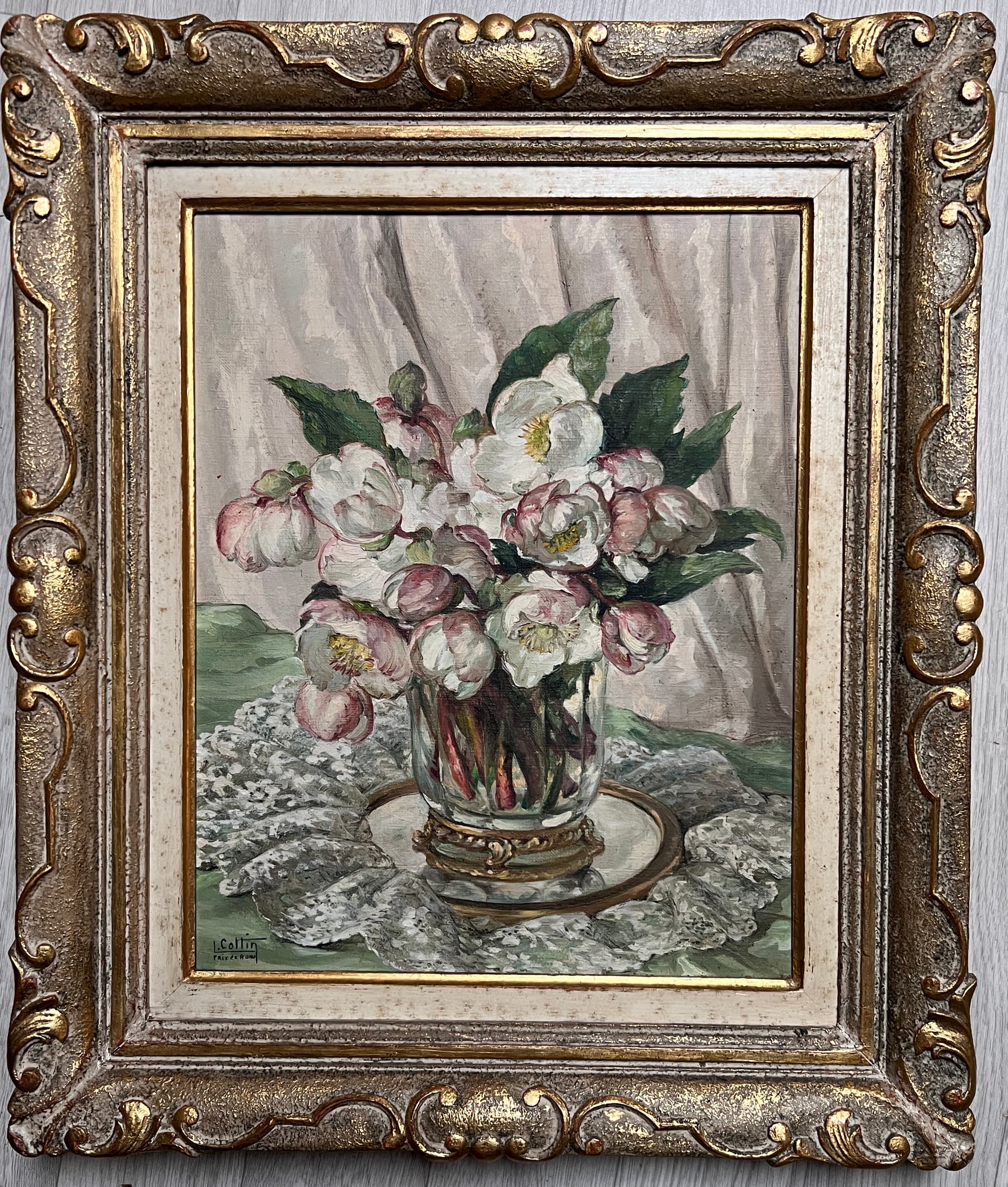 Painting Roses Flower Bouquet by Louise COTTIN (1907-1974) image 3
