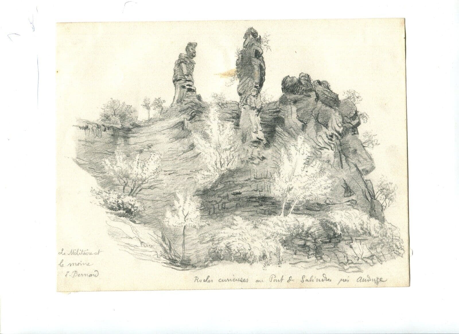 Antique Original Drawing Sketch, Rocks near the Pont de Salineres near Anderze? image 6