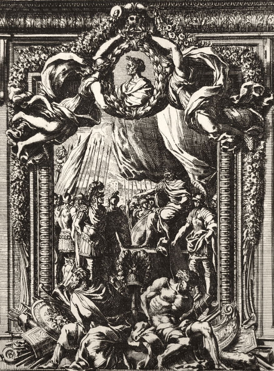 Antique Etching Jean Le Pautre (1618–1682) Religious Scene, History Architecture
