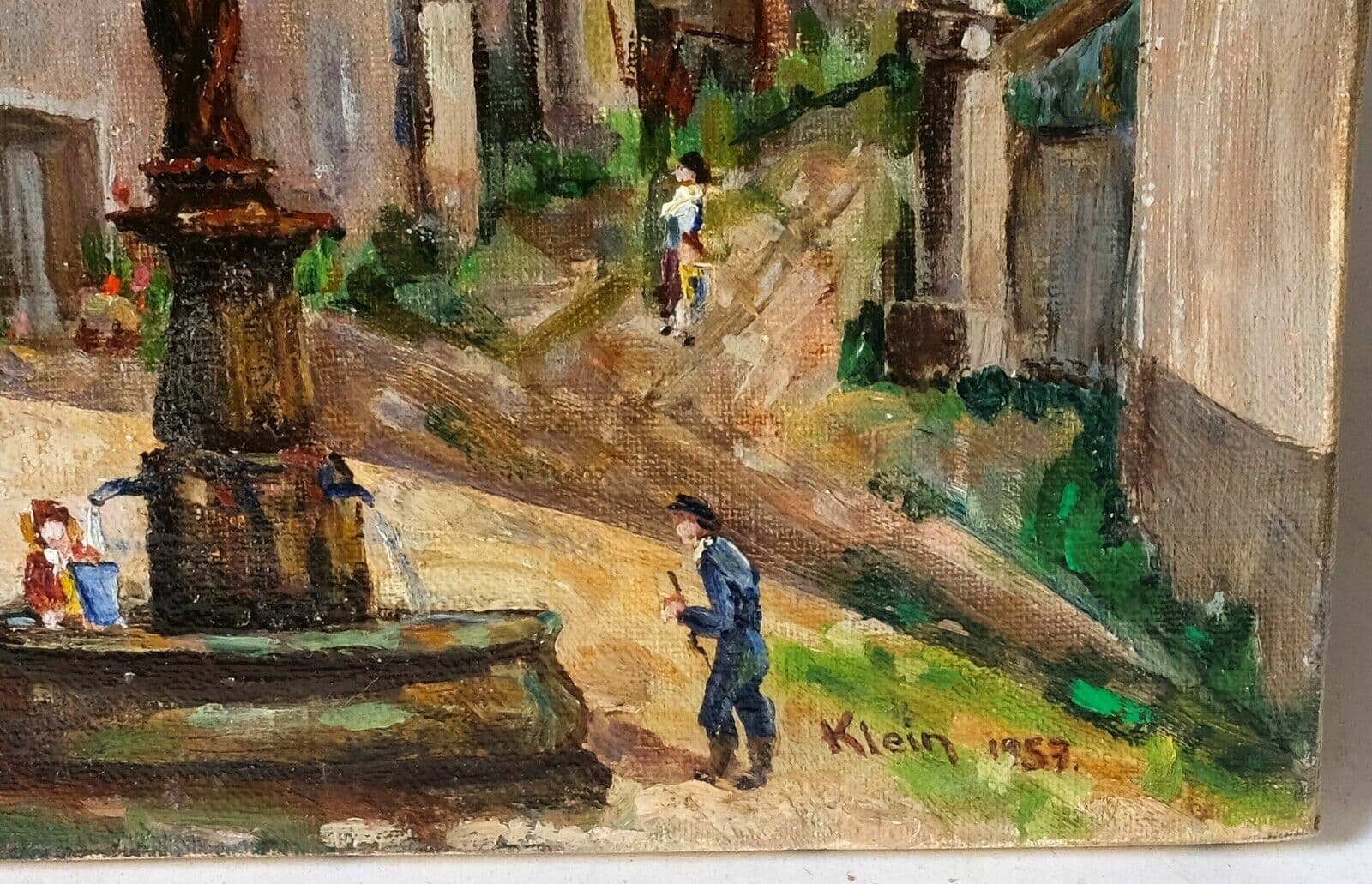 Painting Fountain Village view signed image 2