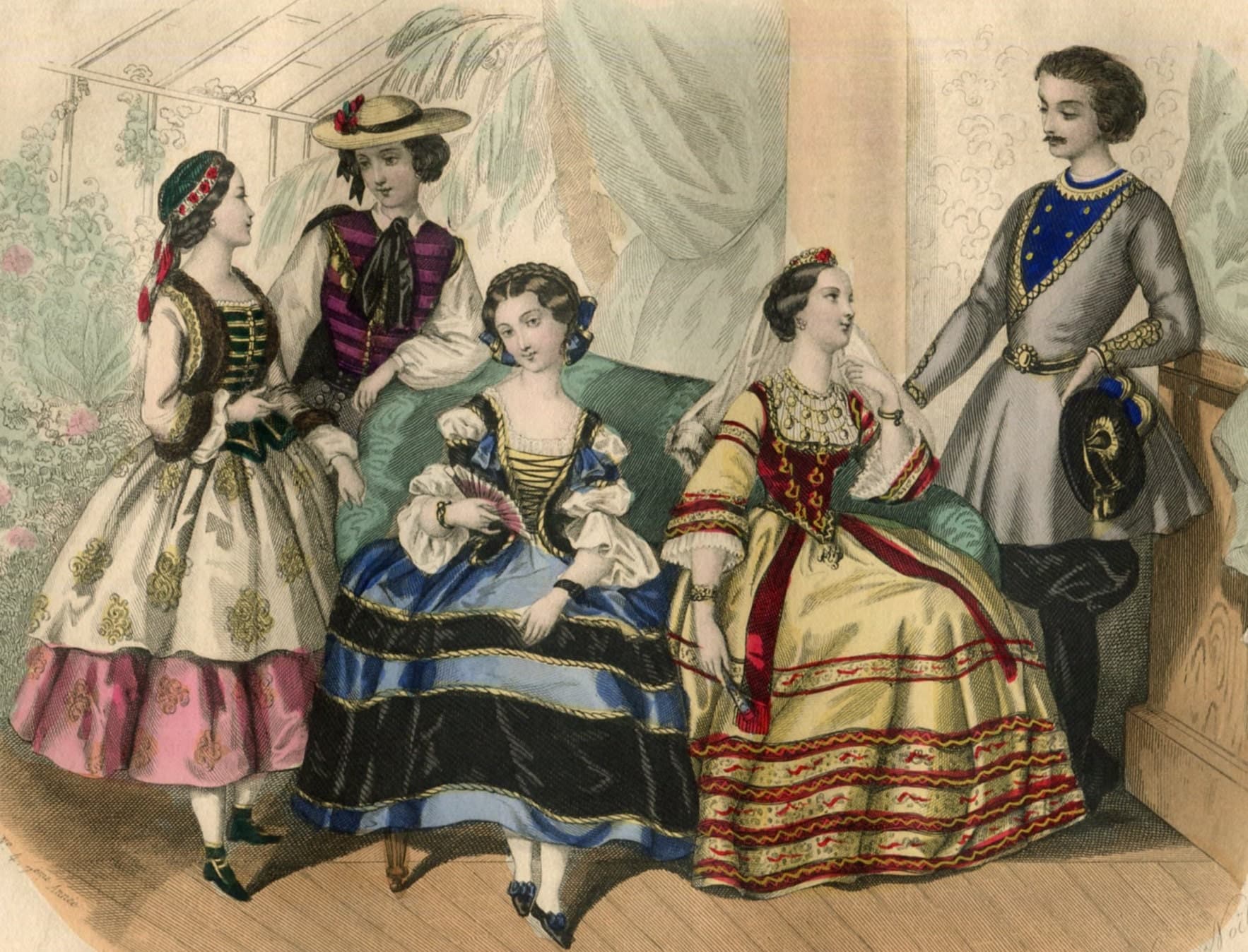 19th-Century French Fashion Illustration - Musée des Familles, model antique image 1