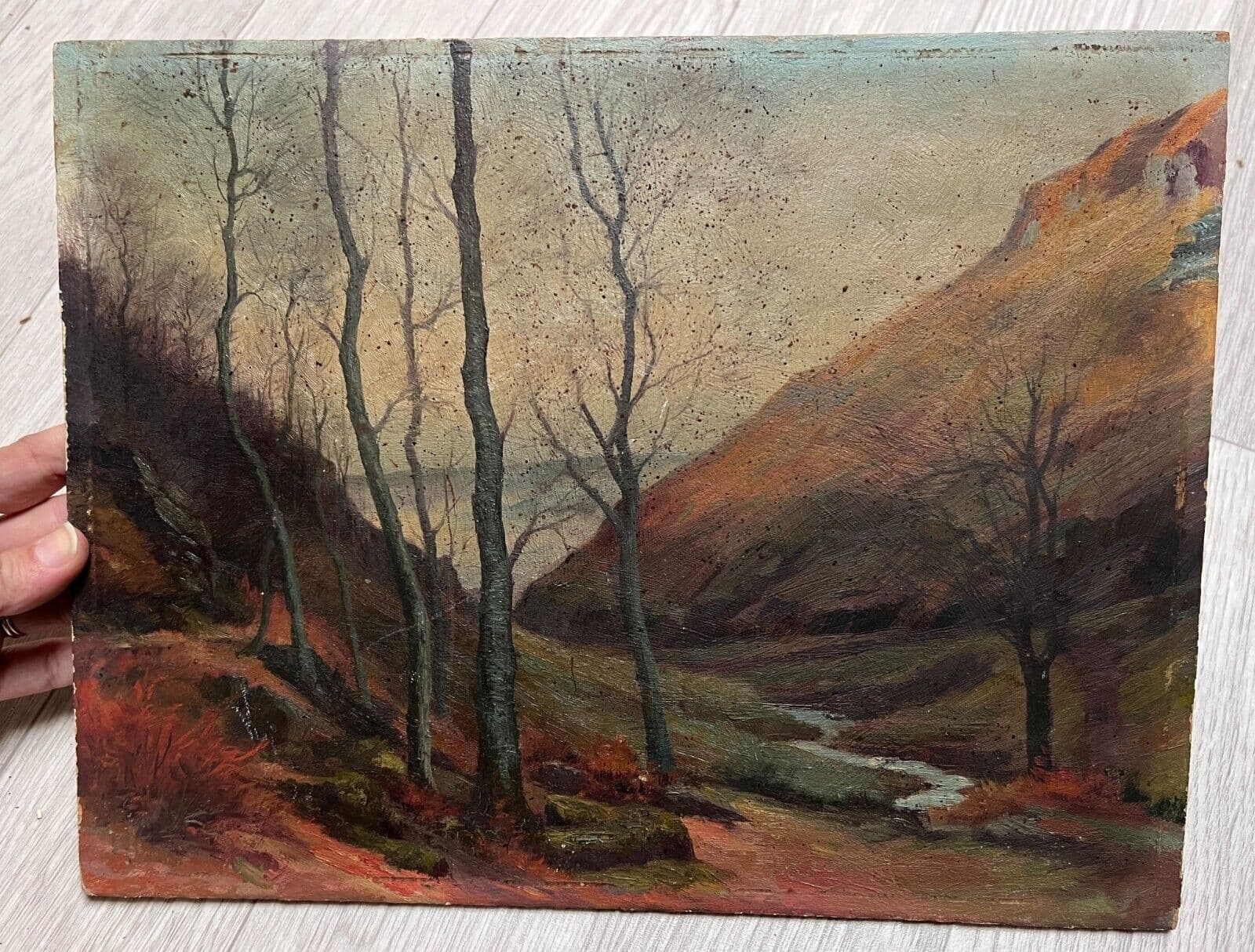 Antique Original Painting Landscape, Barbizon, Trees, Forest, Sea image 2