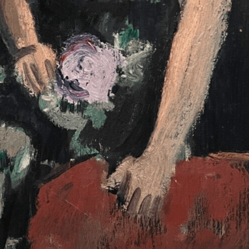 Antique Painting Original Modern Woman, Portrait, Floral image 5